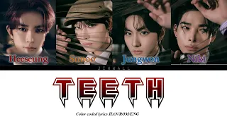 ENHYPEN(엔하이픈) (JUNGWON, HEESEUNG, SUNOO, NI-KI) 'Teeth' Lyrics Color Coded Han/Rom/Eng
