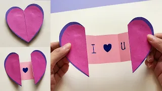 How to make a paper heart envelope to open with a love message | DIY gift card paper crafts
