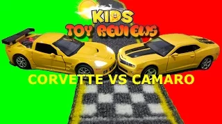 Kids Toy Cars! Yellow Chevrolet RMZ City Sports Car Lights & Sounds UNBOXING with Kids Toy Reviews