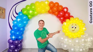 BALLOON ARCH TUTORIAL 🌈 ( rainbow balloon arch ) birthday decoration ideas at home - gustavo gg