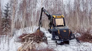 Toimiiko se Ponsse vielä?  työmaa tarkastajia yöllä! Ponsse Cobra Active Crane H6