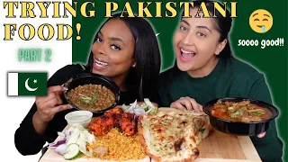 TRYING PAKISTANI FOOD | CHICKEN KARAHI, BIRYANI, LAHORI CHANAY, GARLIC NAAN | PAKISTANI FOOD MUKBANG