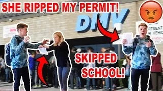 SKIPPING SCHOOL TO GET MY DRIVING PERMIT! *CAUGHT*