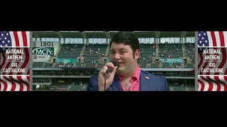 Giovanni Castiglione sings the U.S. National Anthem at Progressive Field