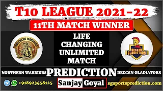 11th Match T10 League 2021 Northern Warriors vs Deccan Gladiators Match Prediction NW vs DEG Dream11