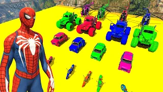 GTA V SPIDERMAN GODZILLA x KONG Epic New Stunt Race For Car Racing Challenge by Trevor and Shark #0