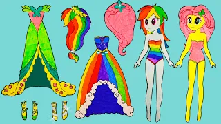 Paper Dolls Dress up MLP Costumes & shoes handmade Quiet Book Making colorful dresses and hairstyles