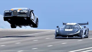 Bugatti Chiron Super Sport 300+ vs Koenigsegg Jesko with Jet Engine - Drag Race 20KM