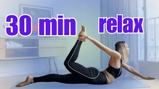 30 Min Yoga For Beginners at Home Hatha - Deep Full Body Stretch for Tension Release