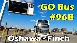4K GO Transit Route 96B Bus Ride from Oshawa GO to Finch Bus Terminal (Duration 1h 15min)