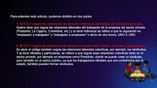 . Relaciones que regula el Código Sustantivo del Trabajo - Articulo 3 CST