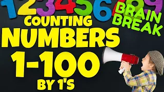 COUNTING TO 100 By 1's. BRAIN BREAK EXERCISE FOR KIDS, MOVEMENT ACTIVITY. MATH GAMES FOR KIDS.