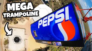 400kg Vending Machine Vs. World's Strongest Trampoline from 45m