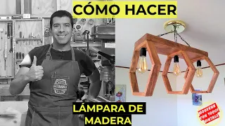 Como hacer Lámpara de madera moderna con toque vintage. #shorts #diy #carpinteria #tutorial #tips