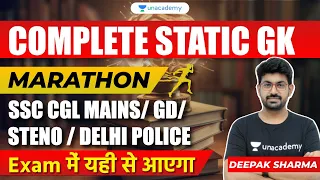 Complete Static GK Marathon I Static GK I For SSC CGL Mains/ SSC GD/ Bihar SSC/ Dekhi Police Exam