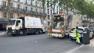 Paris, France Garbage trucks collecting trash!