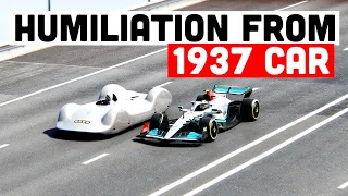 Mercedes F1 2022 HUMILIATION from Auto Union Type C 1937 - Drag Race 20 KM
