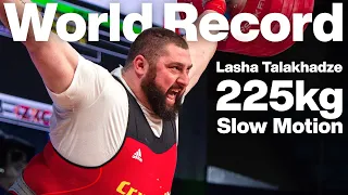 Lasha Talakhadze 225kg Snatch World Record Slow Motion 2021 World Weightlifting Championships [4k]