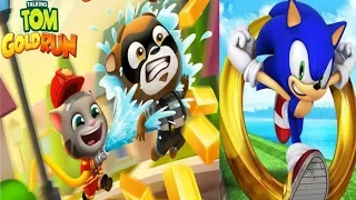 Sonic Dash SONIC and AND KNUCKLES vs Talking Tom Gold Run Fireman Tom Android iPad iOS Gameplay HD