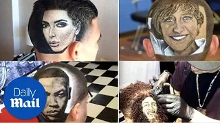 Barber creates portraits of celebrities in clients' scalps - Daily Mail