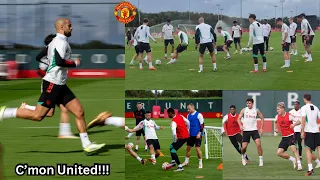 {video} Man United training today 🔥, Amrabat, Hojlund, Bruno, Rashford,Onana, Garnacho in action.