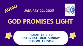 Sunday School Lesson - “God Promises Light” - January 22, 2023