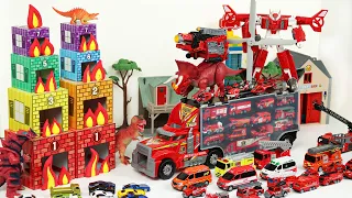 긴급출동! 소방차 구조대 장난감 놀이 Fire engine truck toys with World car Giant truck and helicopter rescue team