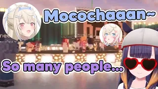 Fuwawa looking for Mococo in the crowd, 𝗺𝗲𝗮𝗻𝘄𝗵𝗶𝗹𝗲 𝗜𝗻𝗮......