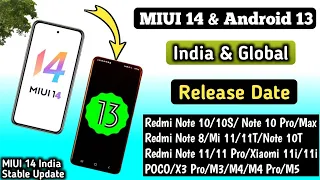 MIUI 14 & Android 13 India & Global Stable Update Release Date & MIUI 14 India Upcoming Update