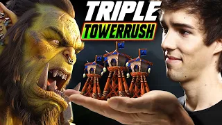 The TRIPLE TOWER RUSH. And cheese stage 2! Then, a wonderful macro game - WC3 - Grubby