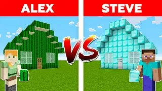 Minecraft - DIAMOND HOUSE vs CACTUS HOUSE / Alex vs Steve #1