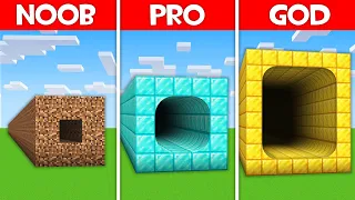 Minecraft Battle: LONGEST TUNNEL HOUSE BUILD CHALLENGE - NOOB vs PRO vs HACKER vs GOD in Minecraft!