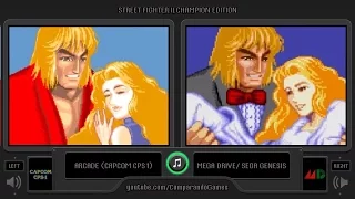 Dual Longplay [33] Street Fighter II CE (Arcade vs Sega Genesis) Side by Side Comparison