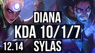 DIANA vs SYLAS (MID) | 10/1/7, Legendary, 1.3M mastery, 600+ games | KR Master | 12.14