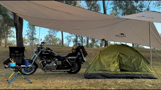 Overnight Motorcycle Camping & Cooking in a Cozy Tent with Sounds of Nature | ASMR