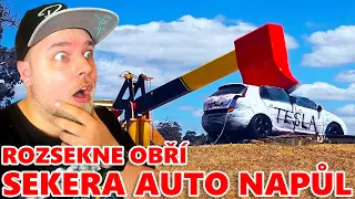 ROZSEKNE OBŘÍ TUNOVÁ SEKERA AUTO NAPŮL?