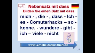 Deutsch lernen: Übung Konnektor dass