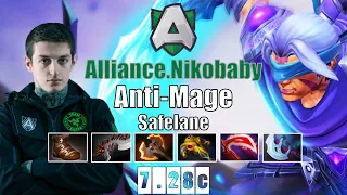 Anti-Mage Safelane | Alliance.Nikobaby | TOO FAST FARMING ANTI-MAGE | 7.28c Gameplay Highlights