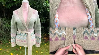 The making of the Spark cardigan by Andrea Mowry | Steeking and adding ribbon