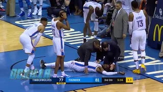 Nerlens Noel WIth A Scary Injury After A Nastiest Elbow From Andrew wiggins! Noel Stretchered off !