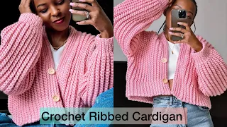 How To Crochet A Ribbed Cardigan #crochet #häkeln #crochetsweater