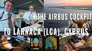 AIRBUS COCKPIT TO LARNACA 🇨🇾 (LCA), CYPRUS | Flight preparation, briefing + full approach  to Rwy 22