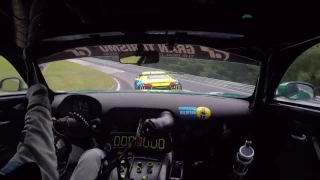 Mercedes-AMG GT3 chasing Audi R8 LMS GT3 at Nürburgring