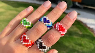 How to do blurred heart beaded ring tutorial