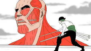 Colossal titan vs Zoro animation