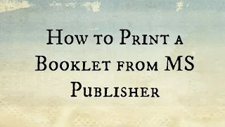 How to print a booklet in MS Publisher