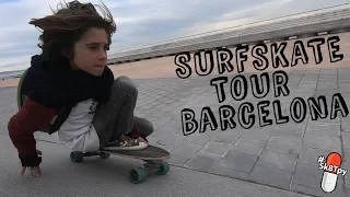 Surfskate around Barcelona - 9 years old italian surfer
