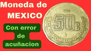 Moneda Mexico 50 centavos 1993 con error de acuñación #monedas #méxico #numismática