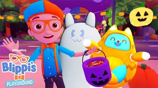 Blippi Goes Trick-or-Treating on ROBLOX! | Blippi Gaming Videos for Kids