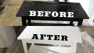 DIY Painting | Changing The Color Of A TV Stand From Black To White!